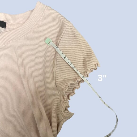 Forever 21 Pale Pink Ribbed Lettuce-Hem Crop Tee – Size M - Picture 4 of 6